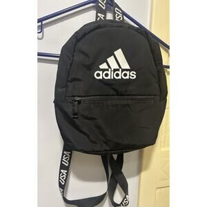 Adidas Mini Backpack 10" x 8" Travel Size Bag, Black Soft Polyester, Pre-owned